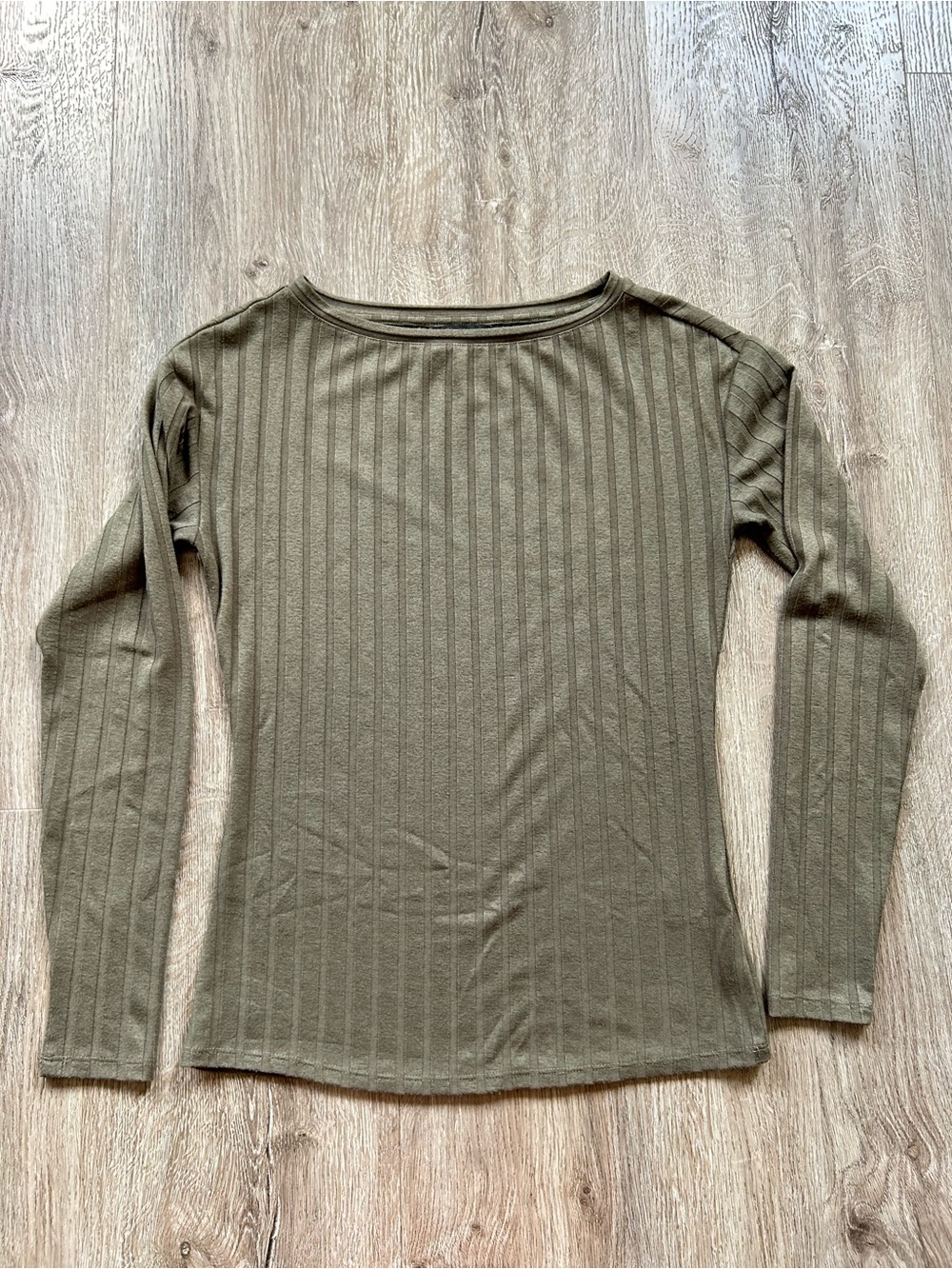RW&CO Olive Green Ribbed Long Sleeve Top